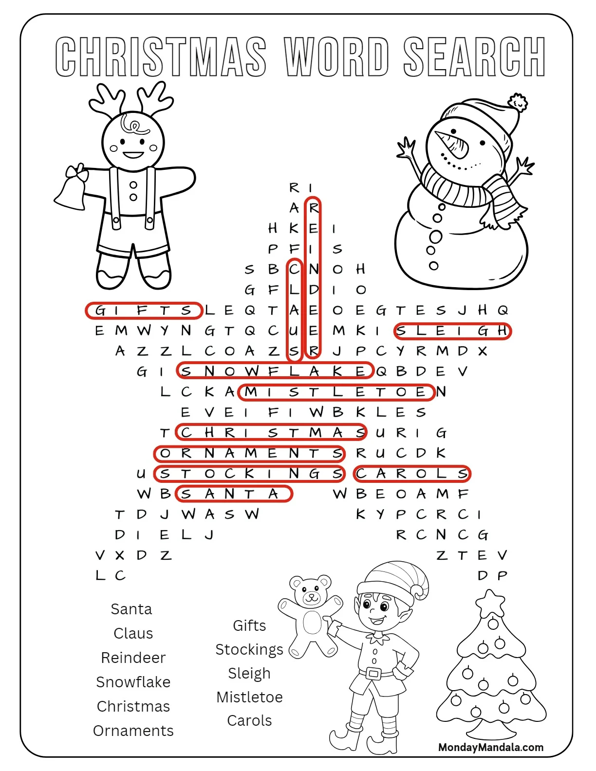 Printable Kid-Friendly Crosswords Christmas-themed