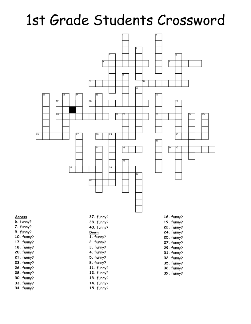 1st Grade Students Crossword WordMint 1st Grade Students Crossword WordMint