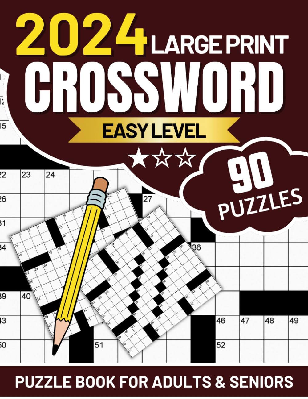 2024 Large Print Easy Crossword Puzzle Book For Adults Seniors 90 Puzzles Castellanos Malak 9798857135945 Amazon Books