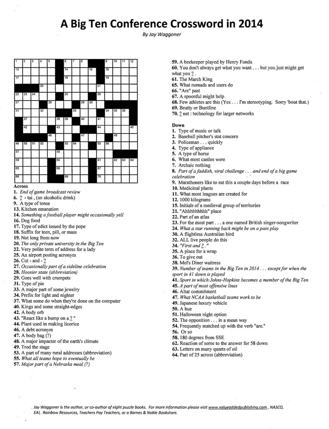 21 Major College Conference Puzzles crosswords nickname Searches math Conference History Essays classroom Activities day Before Vacation Etsy