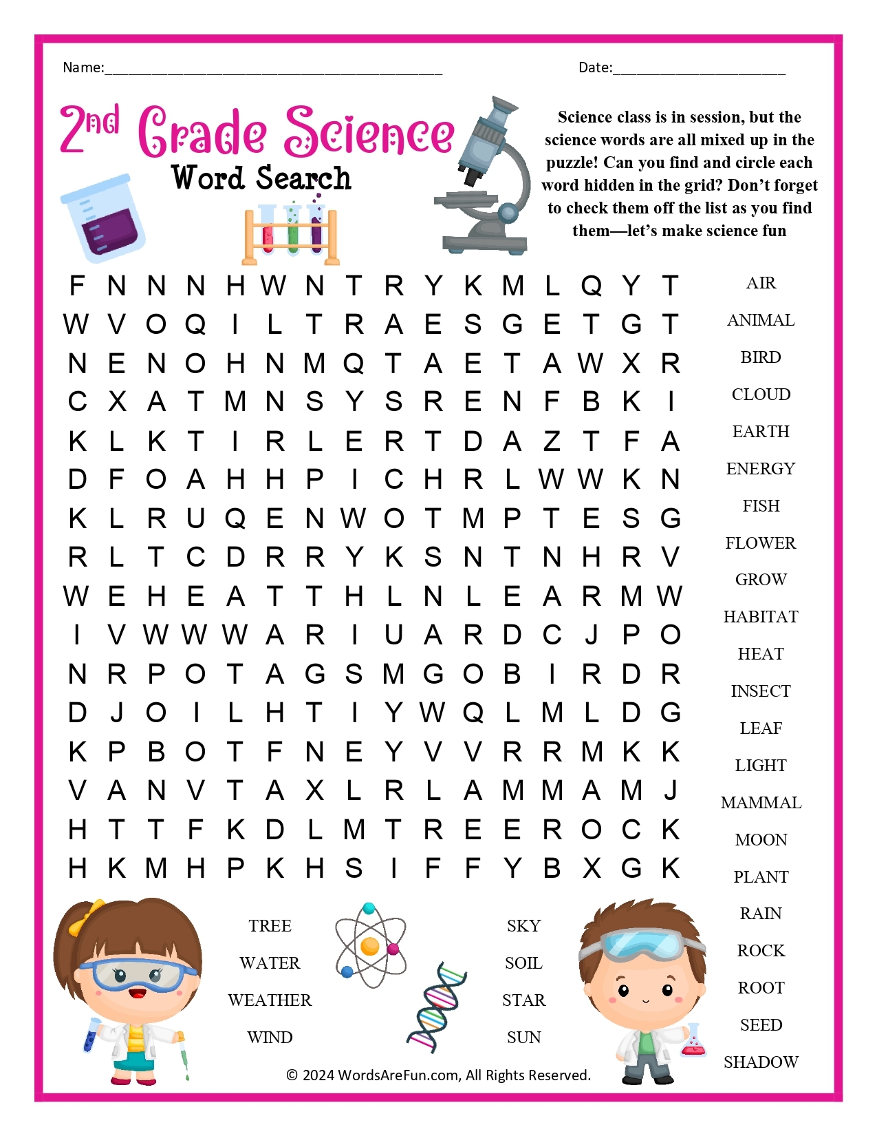 2nd Grade Crossword Puzzles Printable