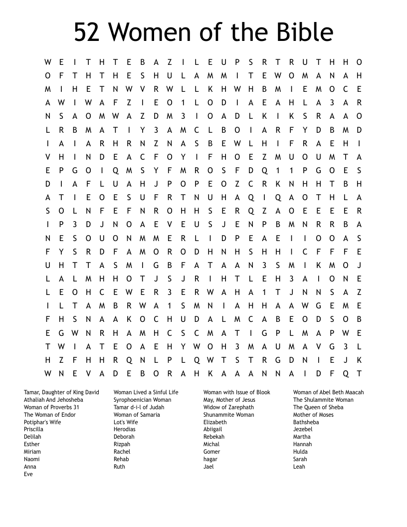 52 Women Of The Bible Word Search WordMint