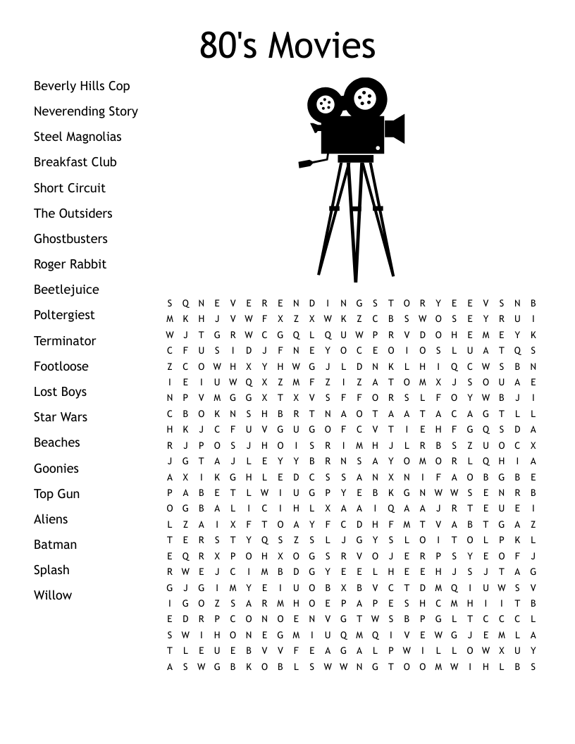 80s Crossword Puzzle Printable