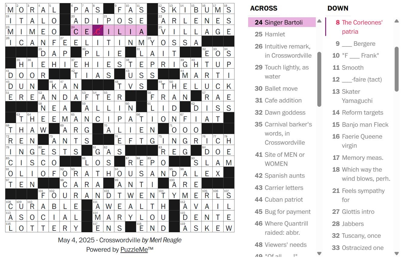 Actual Error In WaPo Merl Reagle For May 4th R crossword