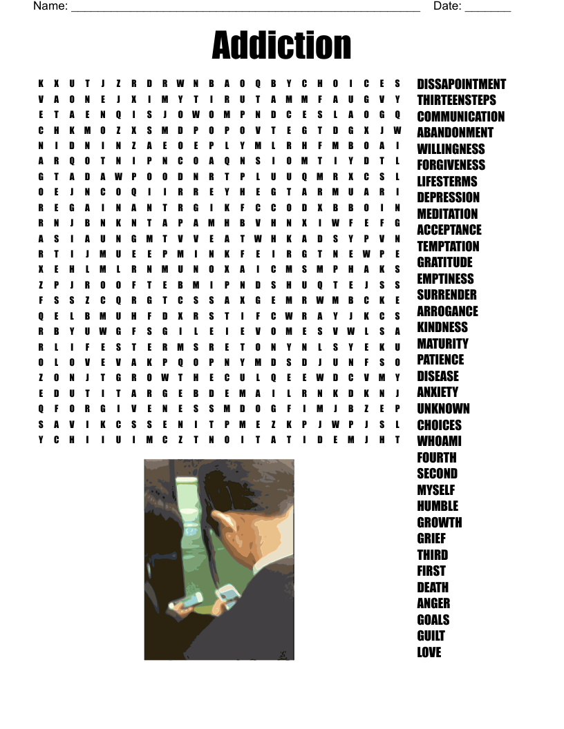 Sobriety Crossword Puzzle PDF Printable