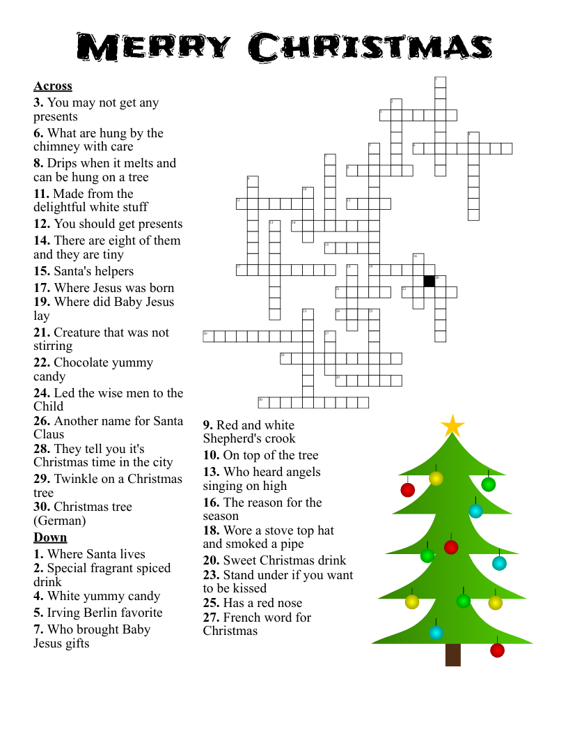 Advent Christmas Crossword WordMint