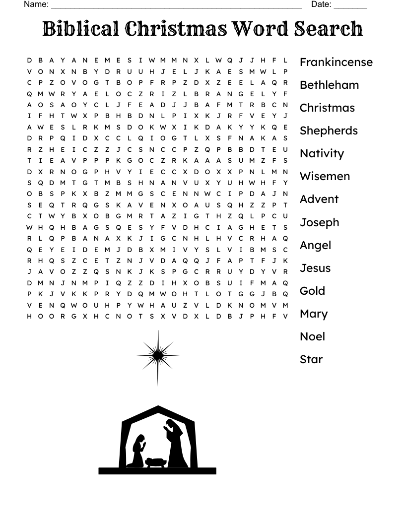 Advent Christmas Crossword WordMint