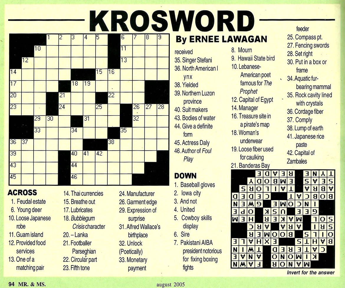 ALAM MO BA TO Do You Know This Crossword Puzzles ALAM MO BA TO Do You Know This Crossword Puzzles