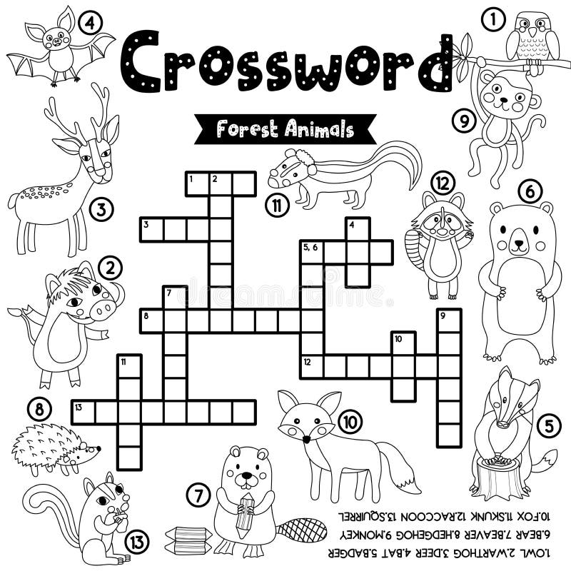 Animal Crossword Puzzle Free Printable Growing Play Worksheets Library