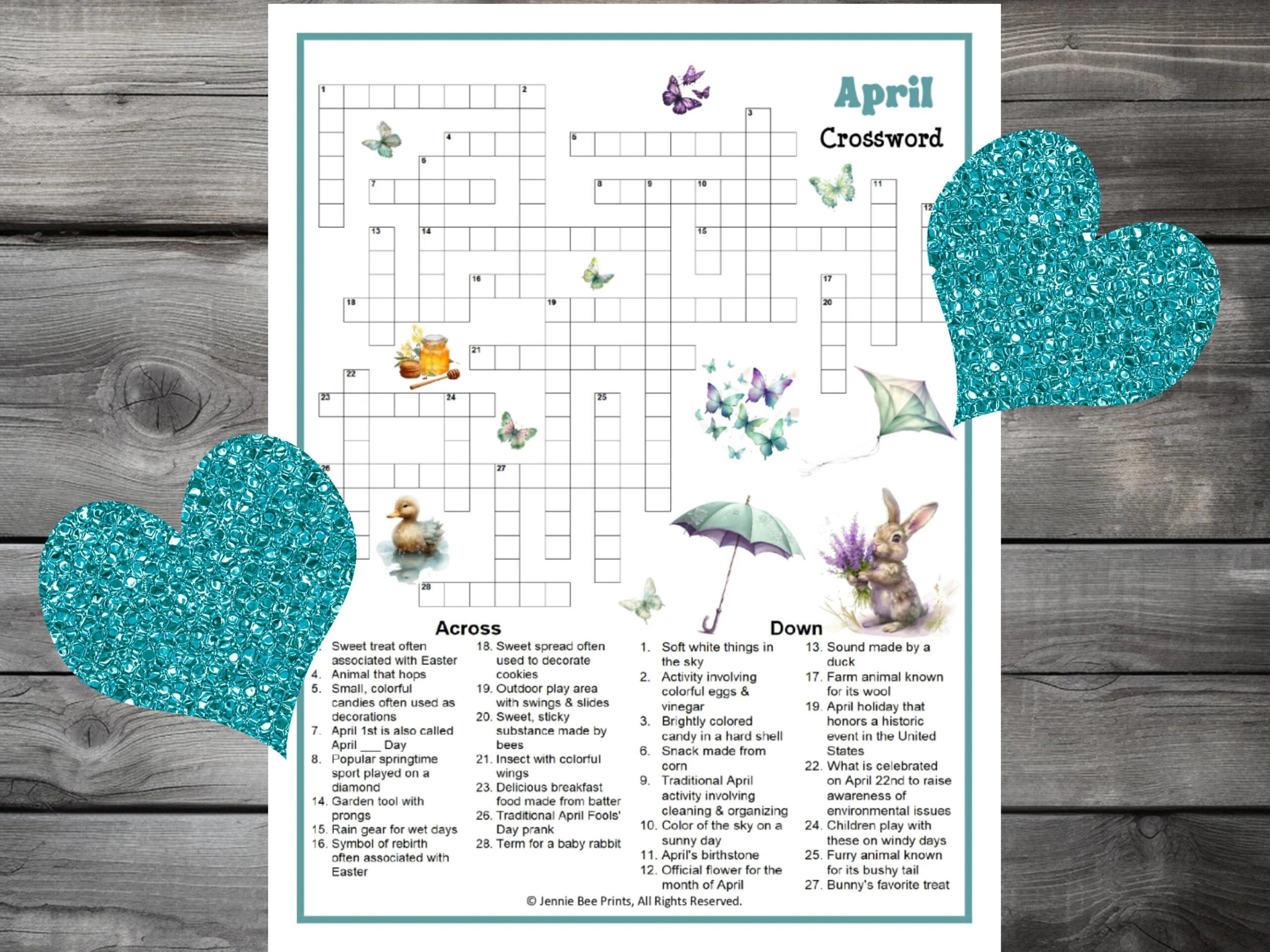 April Crossword Puzzle Family Friendly Fun Printable Puzzles For 