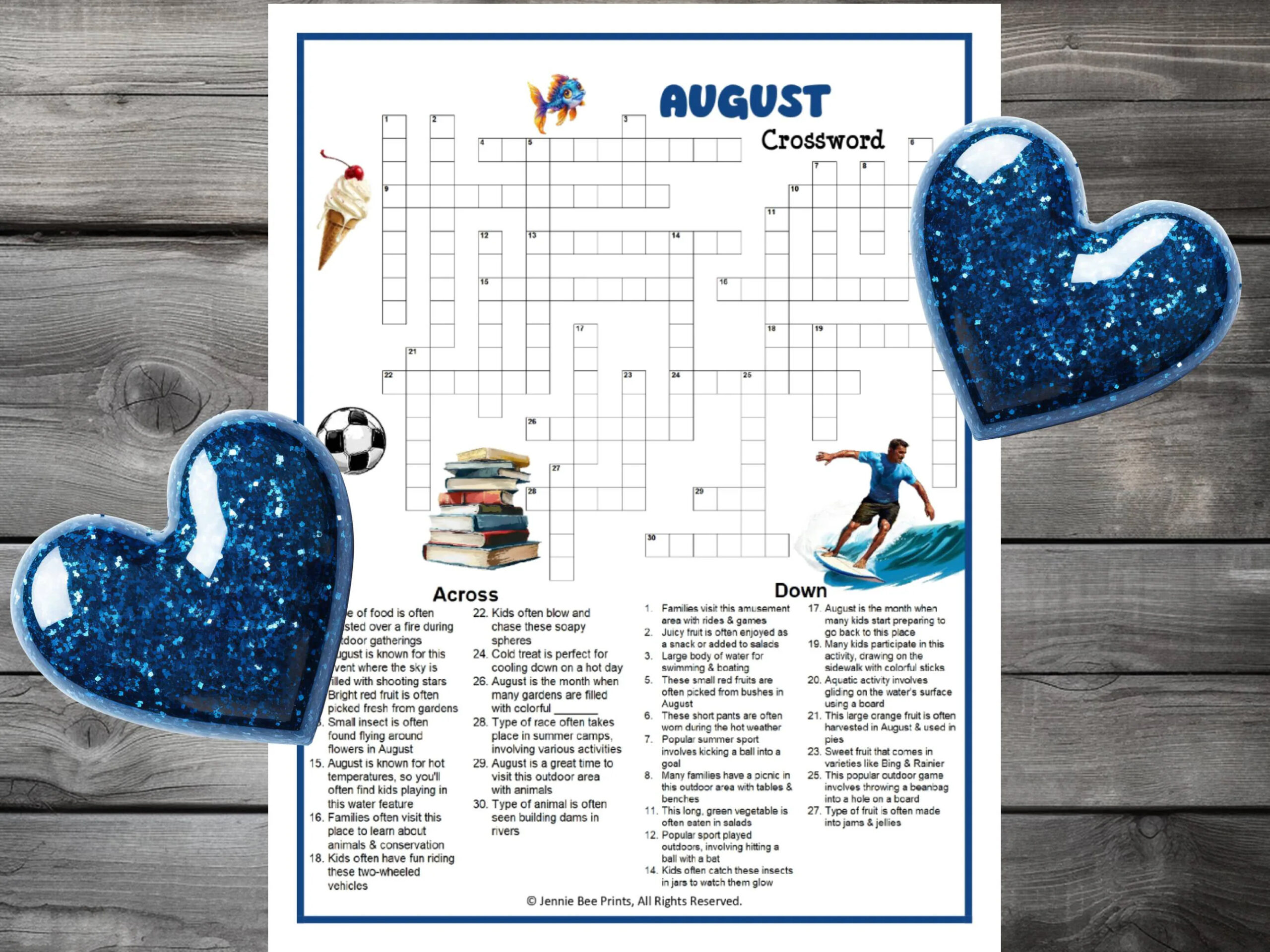 August Crossword Puzzle Printable