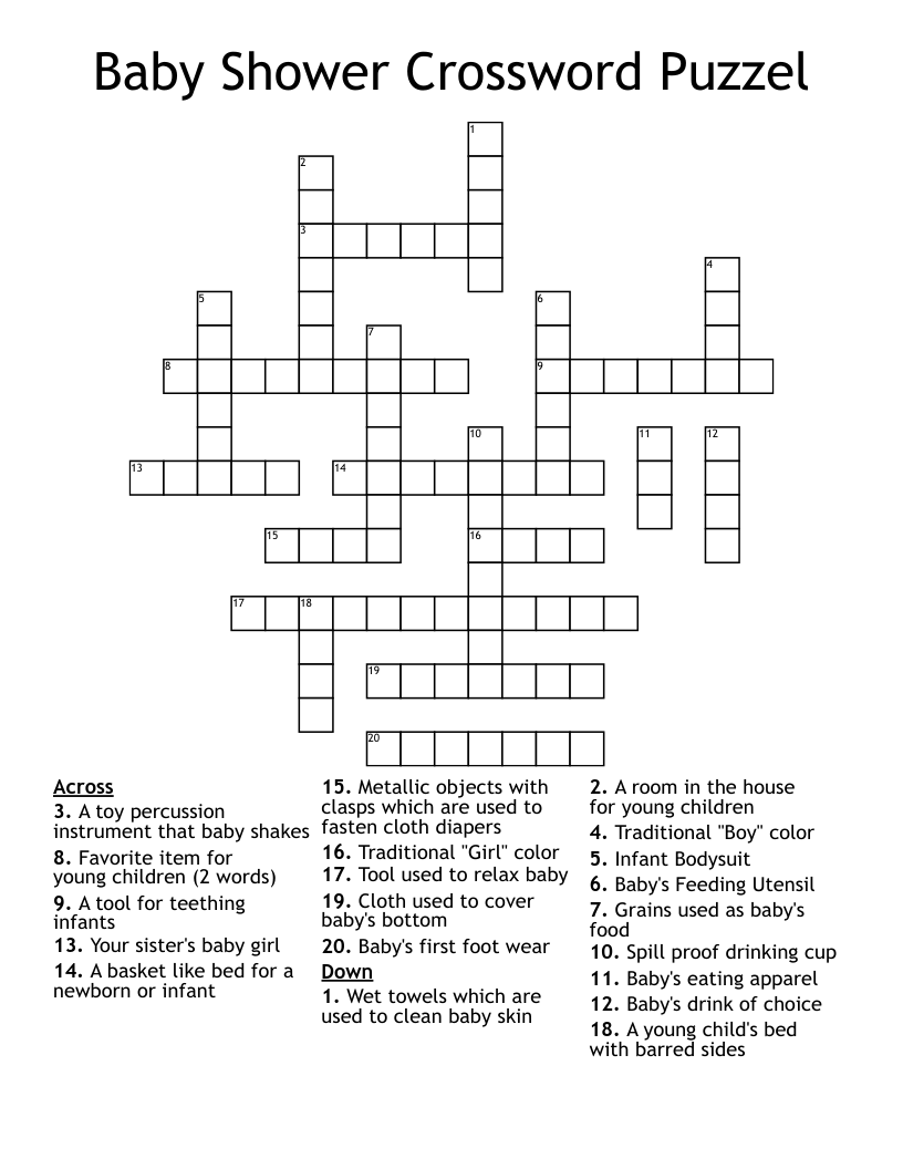 Baby Shower Crossword Puzzel WordMint