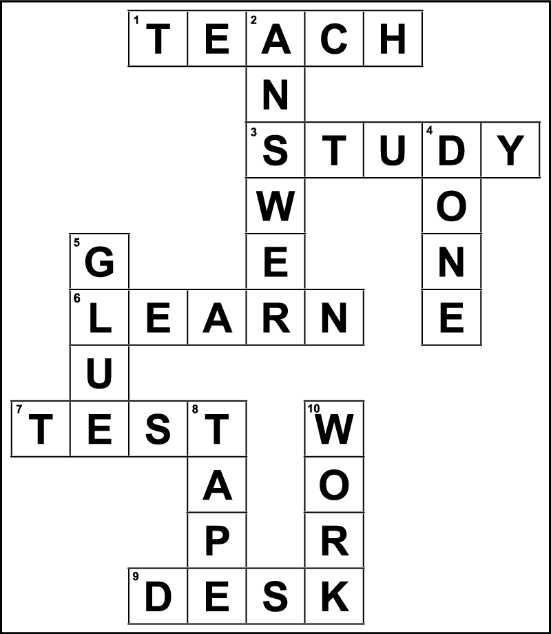 Free Printable School Crossword Puzzles