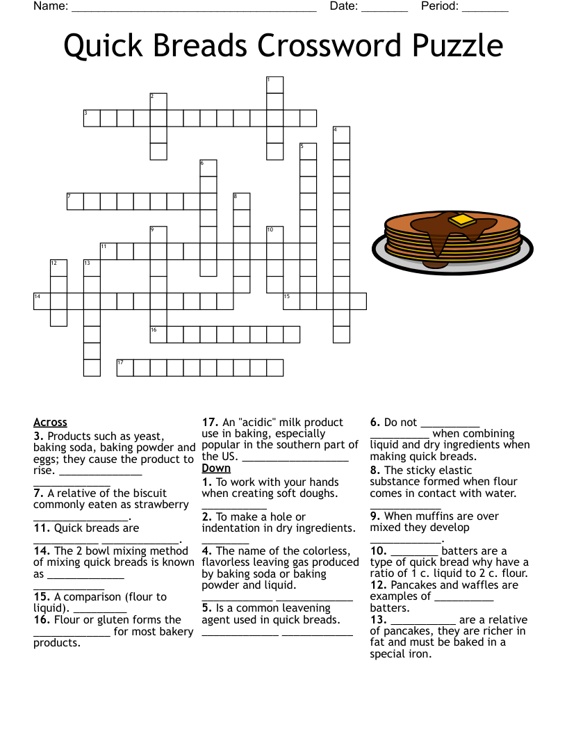 Baking Crossword Puzzle Printable