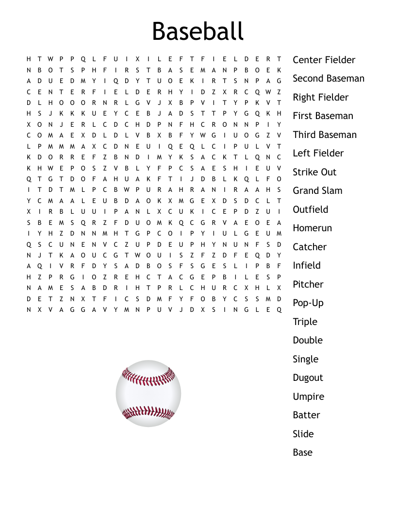 Printable Baseball Crossword Puzzles