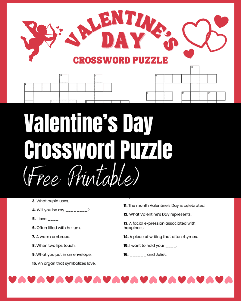 Best Free Printable Valentine s Day Crossword Puzzle The Clever Heart