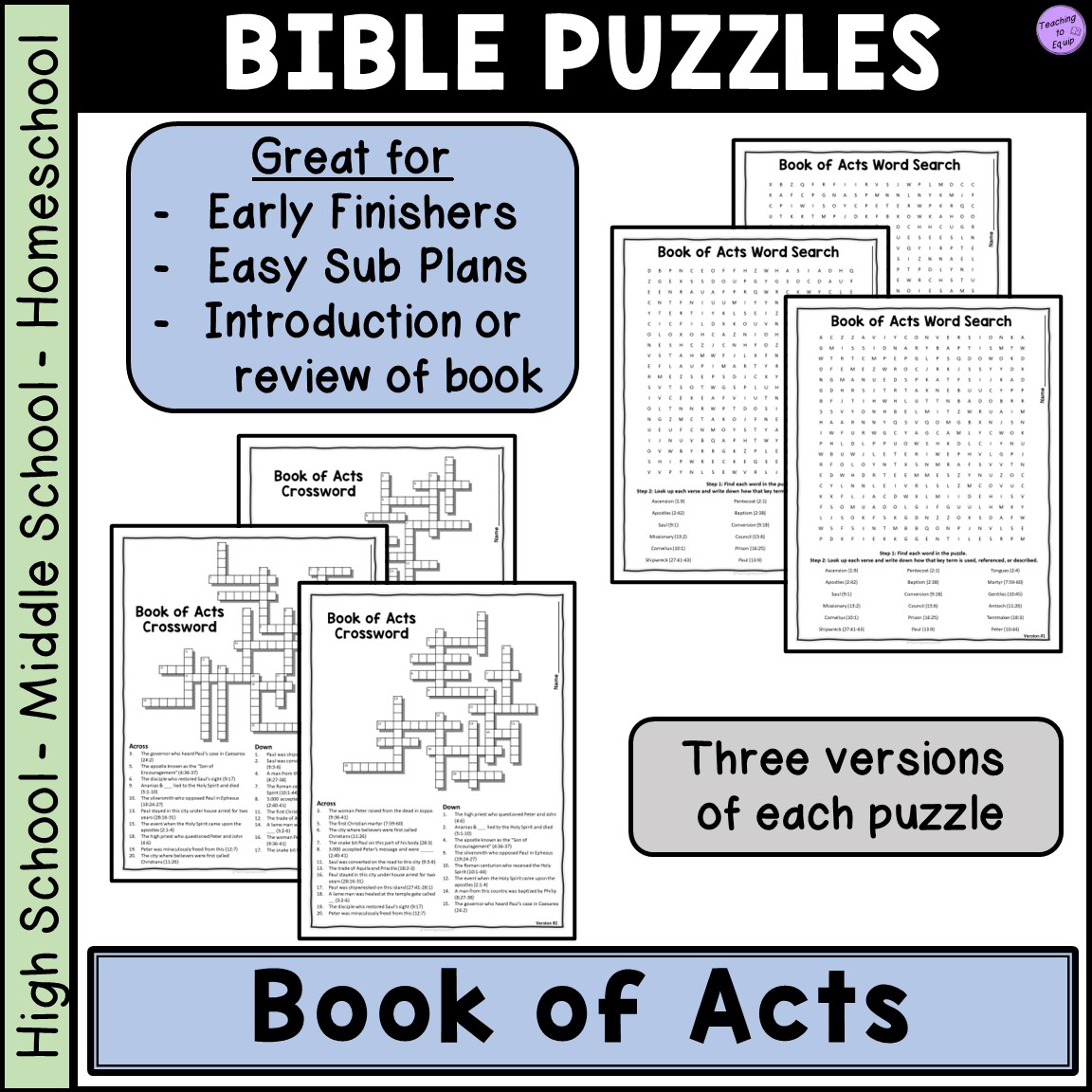Kids Christian Crossword Puzzles Printable People in the Bible