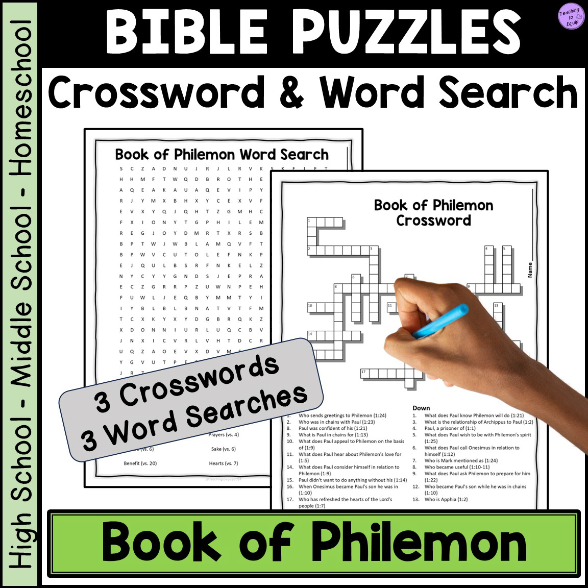 Bible Book Of Philemon Crossword Word Search Puzzle Activities Made By Teachers