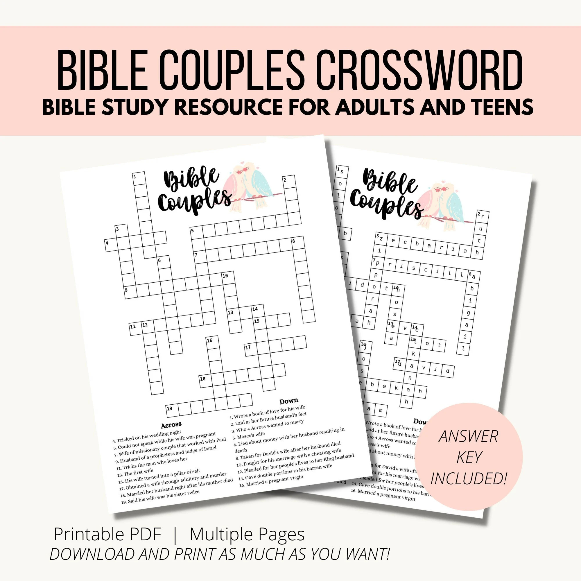 Free Printable Biblical Crossword Puzzles