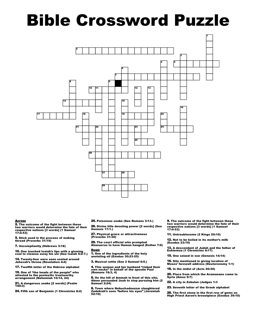 Bible Crossword Puzzle WordMint