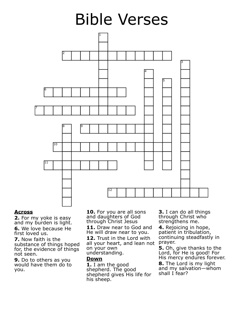 Bible Verses Crossword WordMint