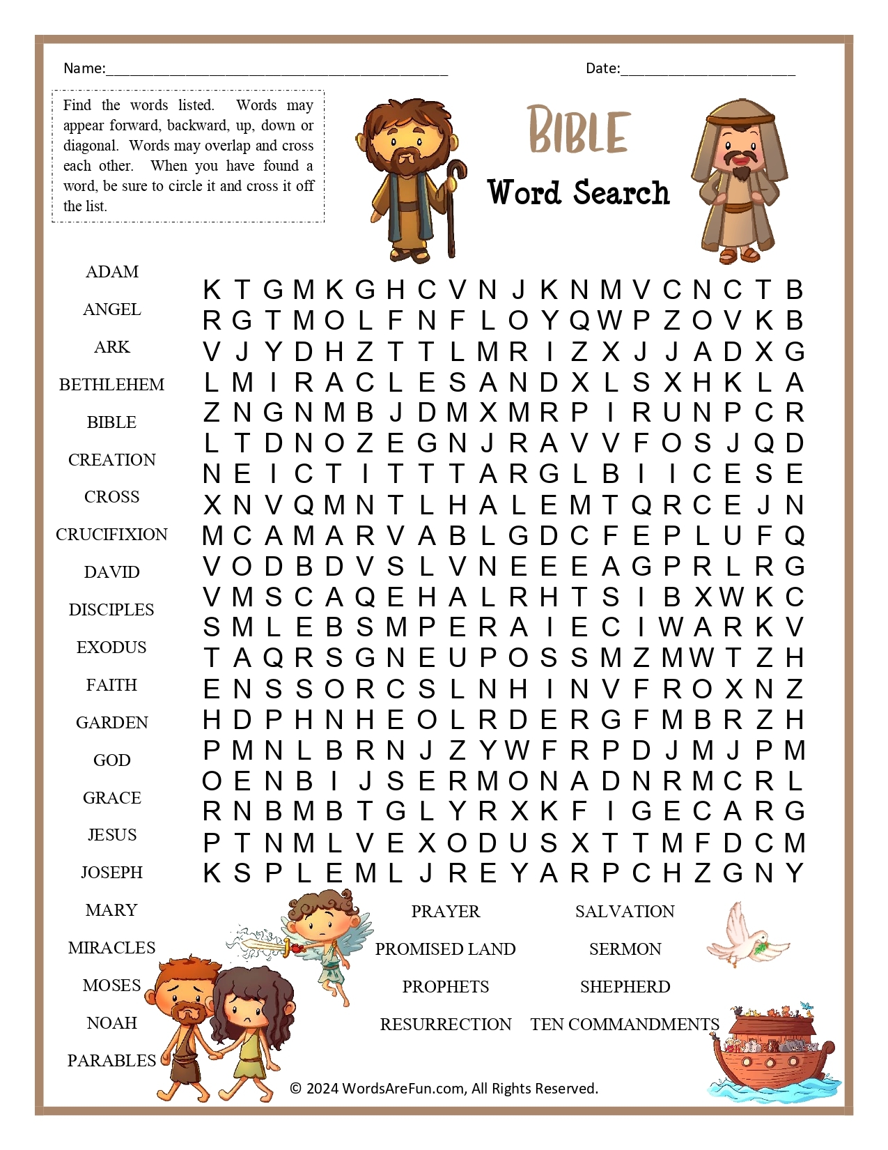 Religious Crossword Puzzles Printable