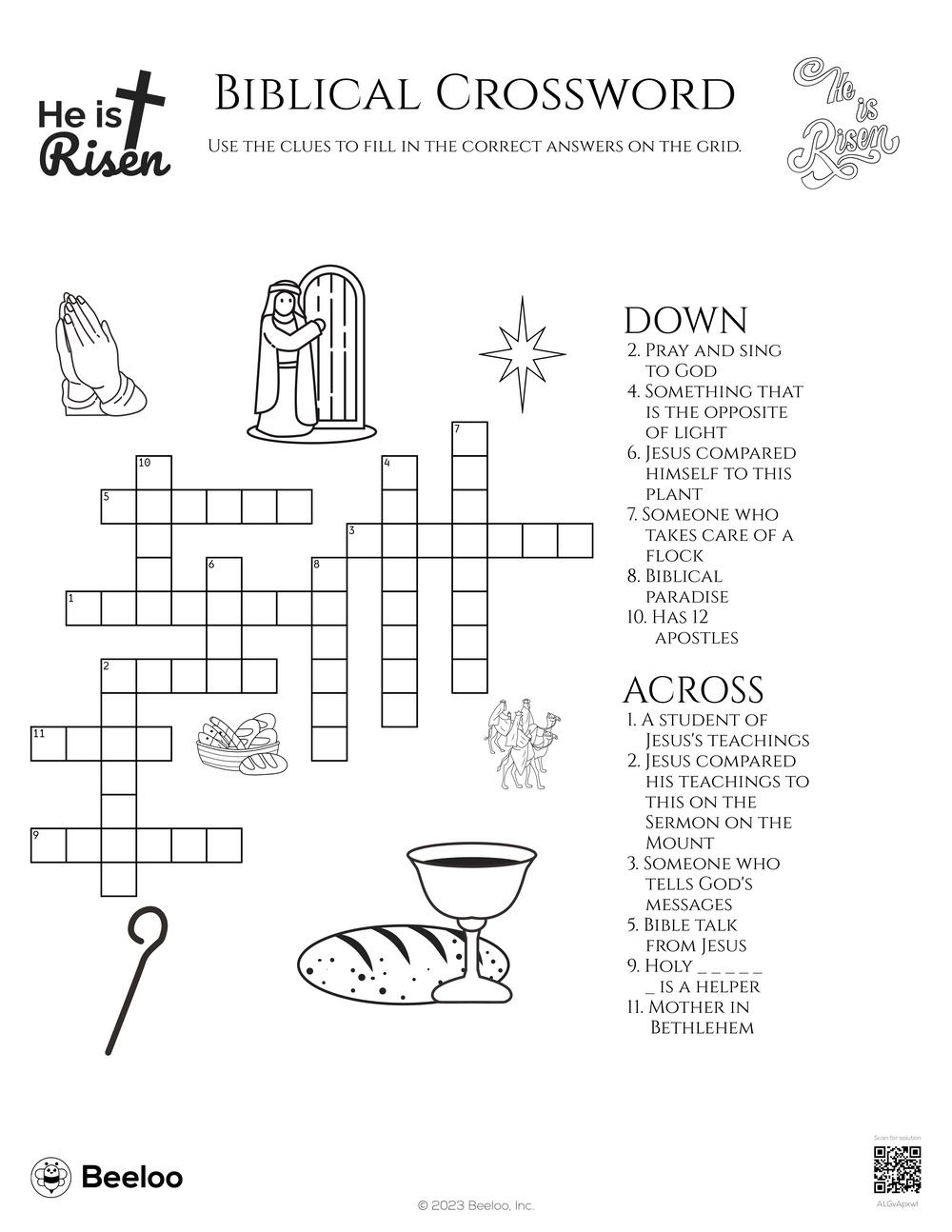 Biblical Crossword Beeloo Printable Crafts And Activities For Kids