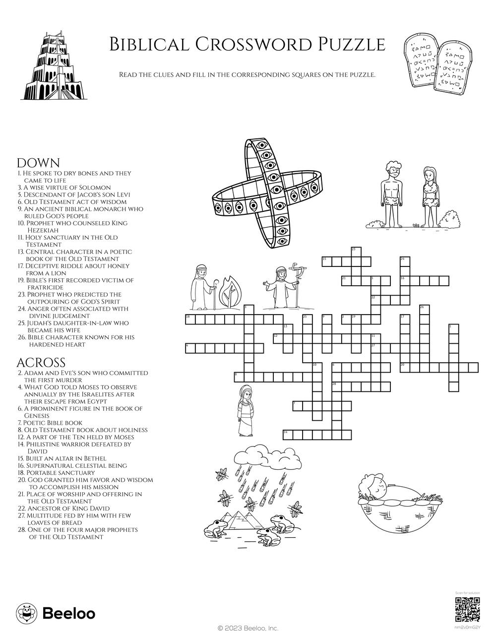 biblical crossword puzzle beeloo printable crafts and activities for kids