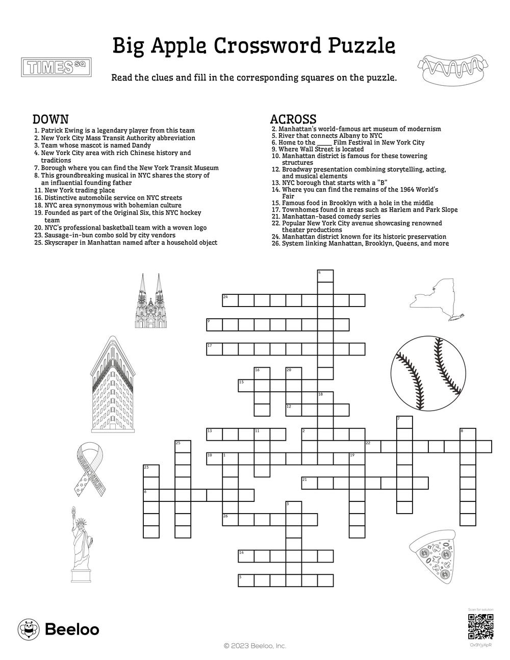 Apple Crossword Puzzle Printable