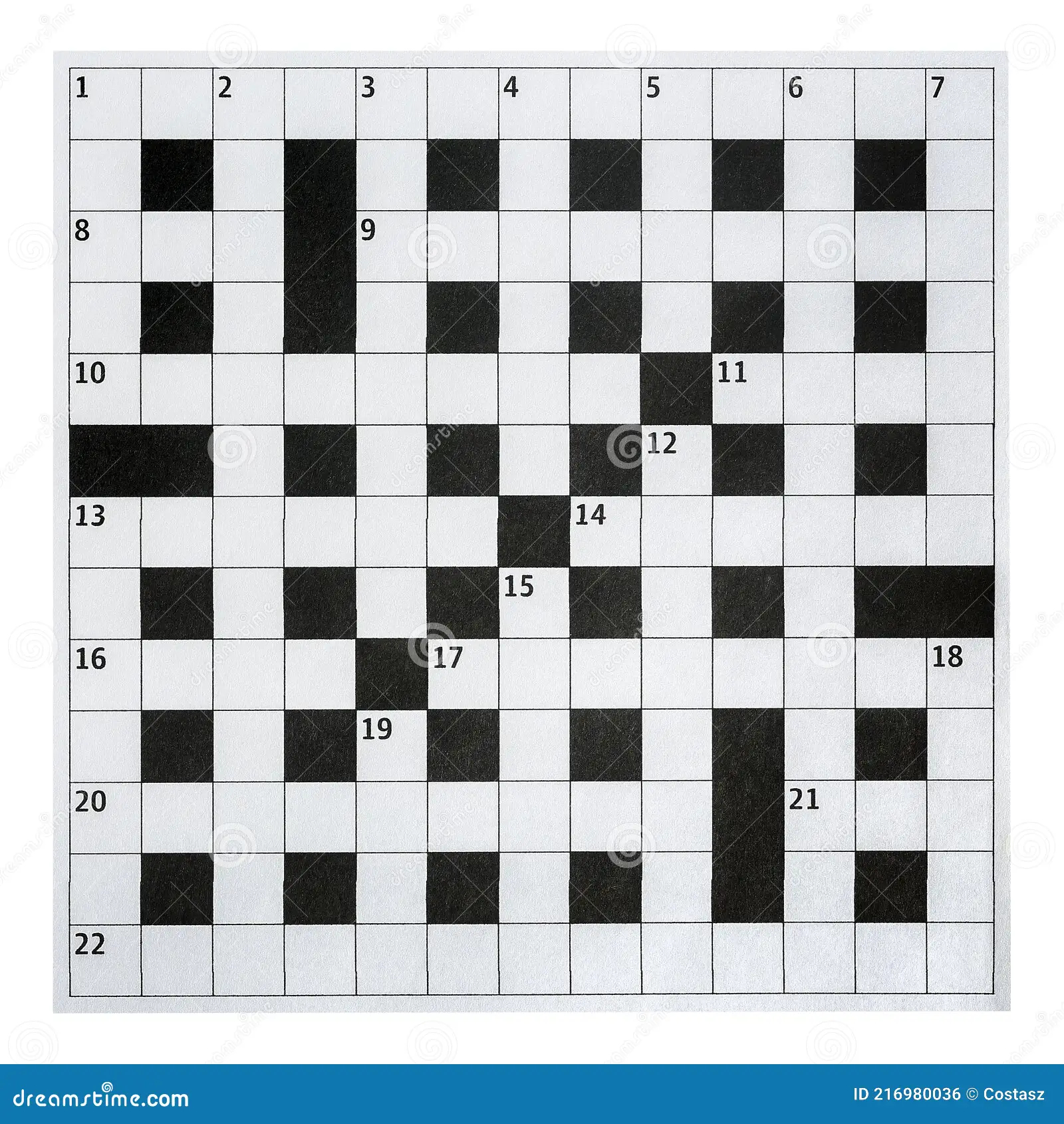 Blank Crossword Puzzle Stock Photo Image Of Leisure 216980036