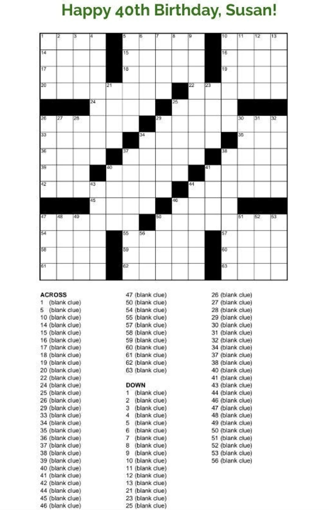 Blank Crossword Reliable Template For Kids Teacher