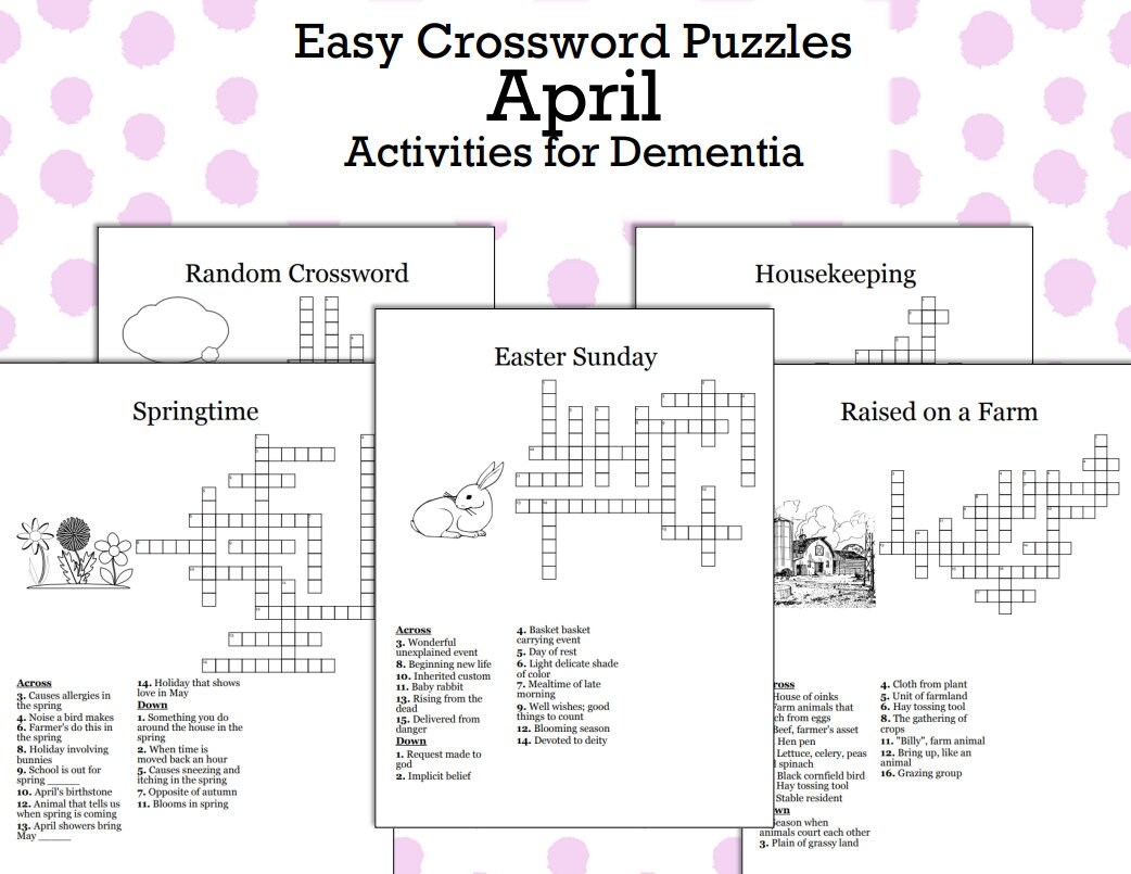 Dementia Crossword Puzzles Printable