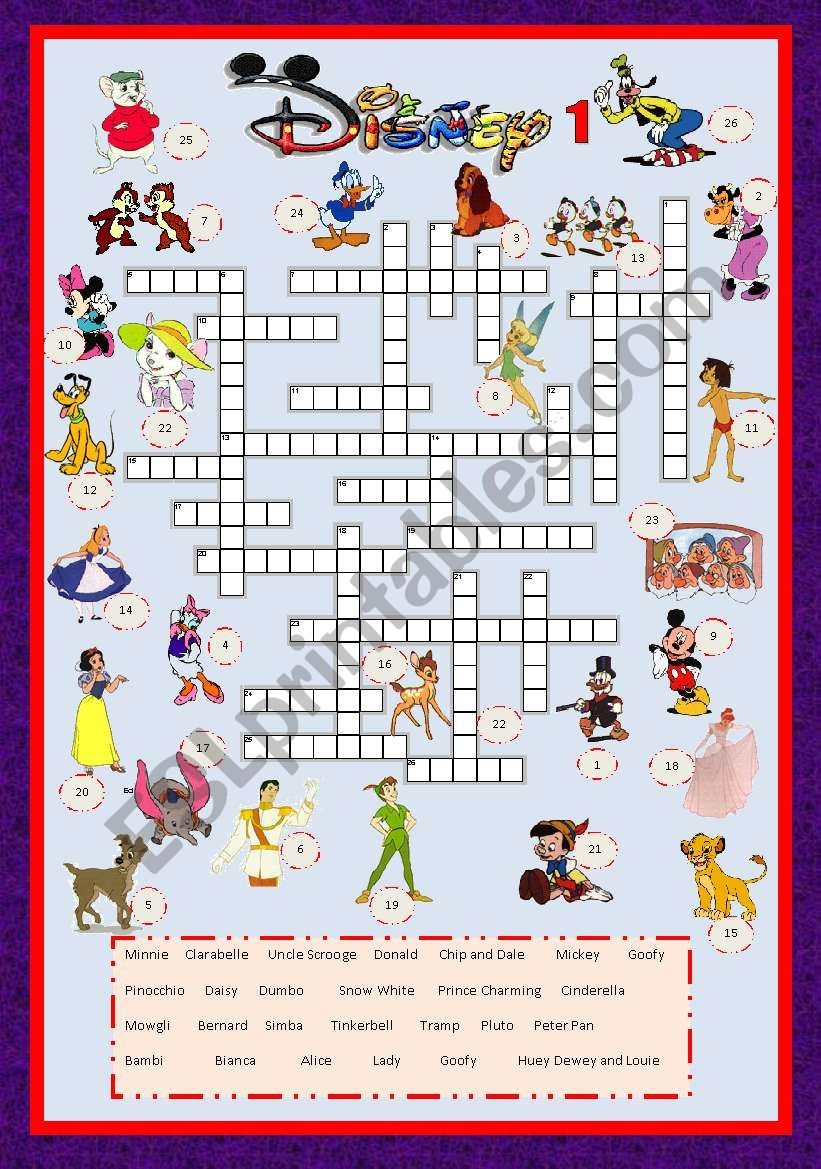 Free Printable Disney Crosswords