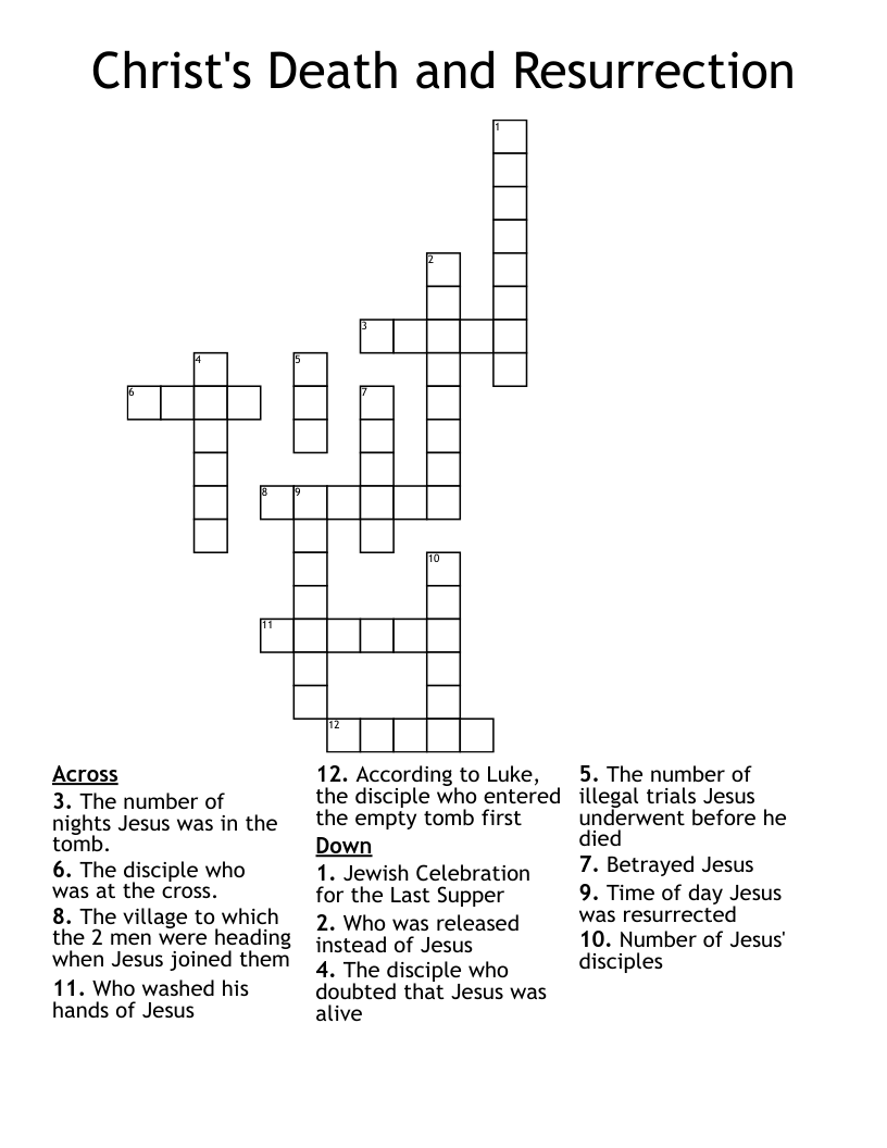 Christian Easter Crossword Puzzles Printable Christian Easter Crossword Puzzles Printable
