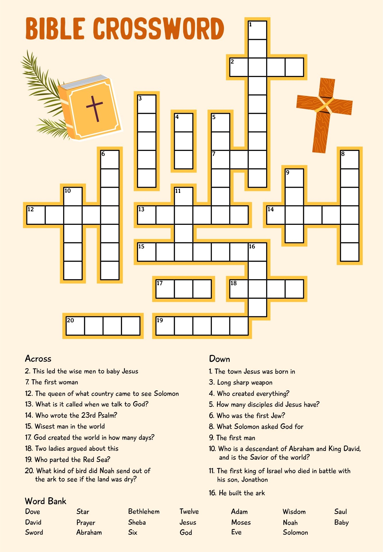 Free Bible Crosswords Printable