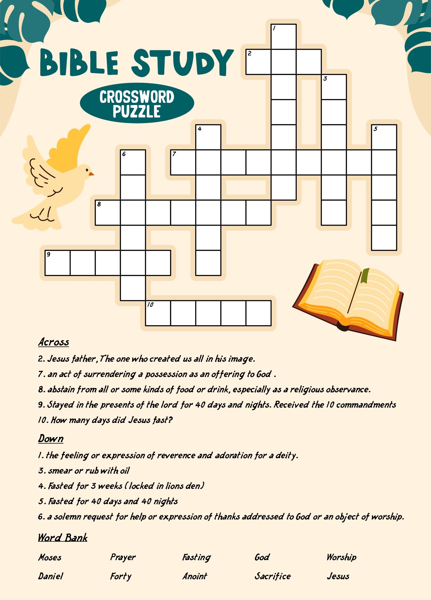 Printable Bible Crossword Puzzles with References