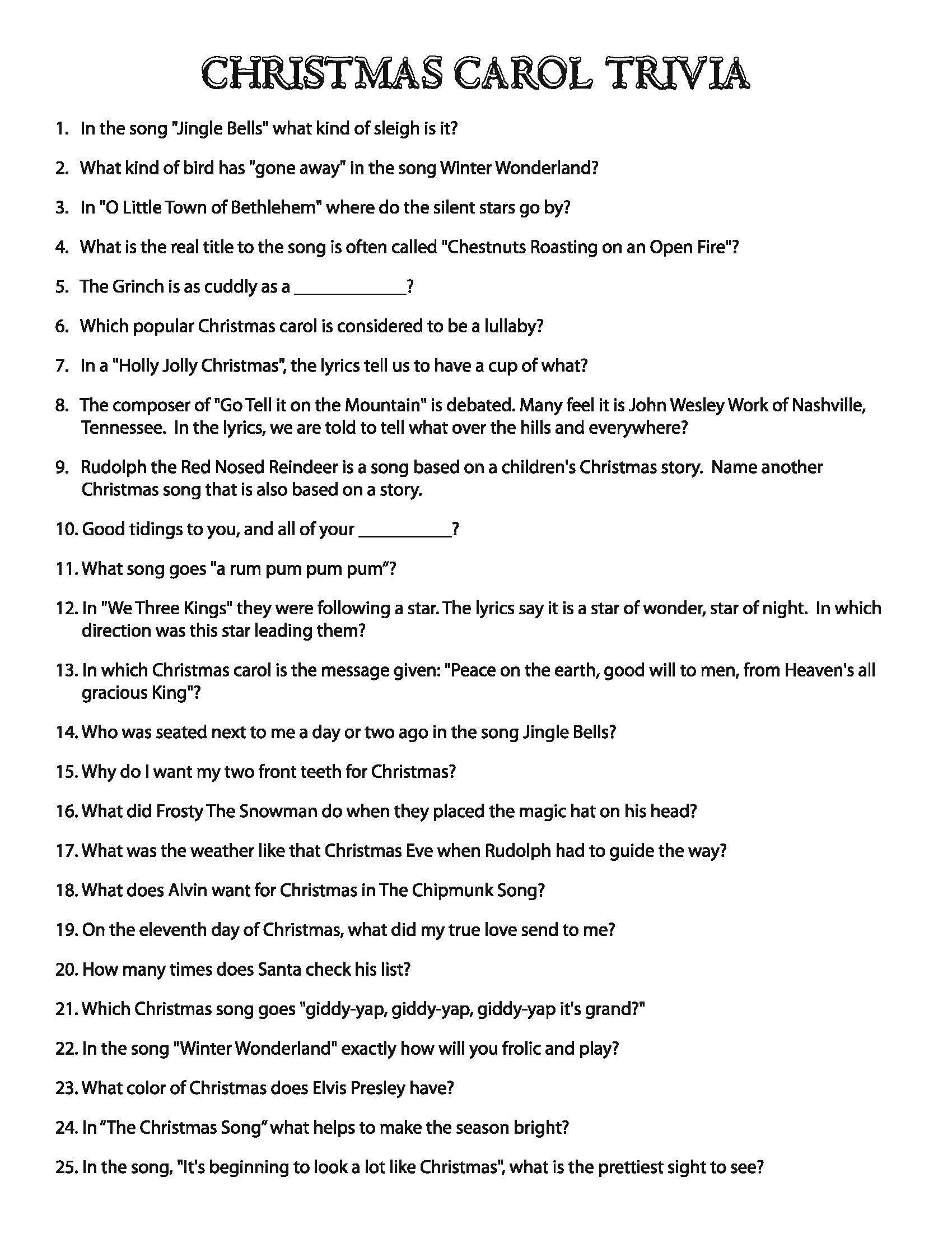 Christmas Music Crossword Puzzels Printable