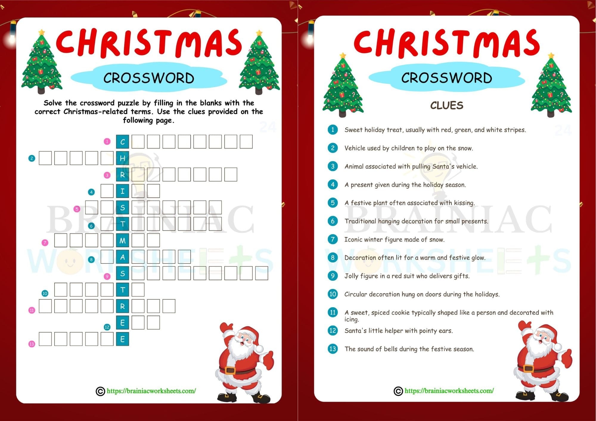 Christmas Crossword Printable for Adults