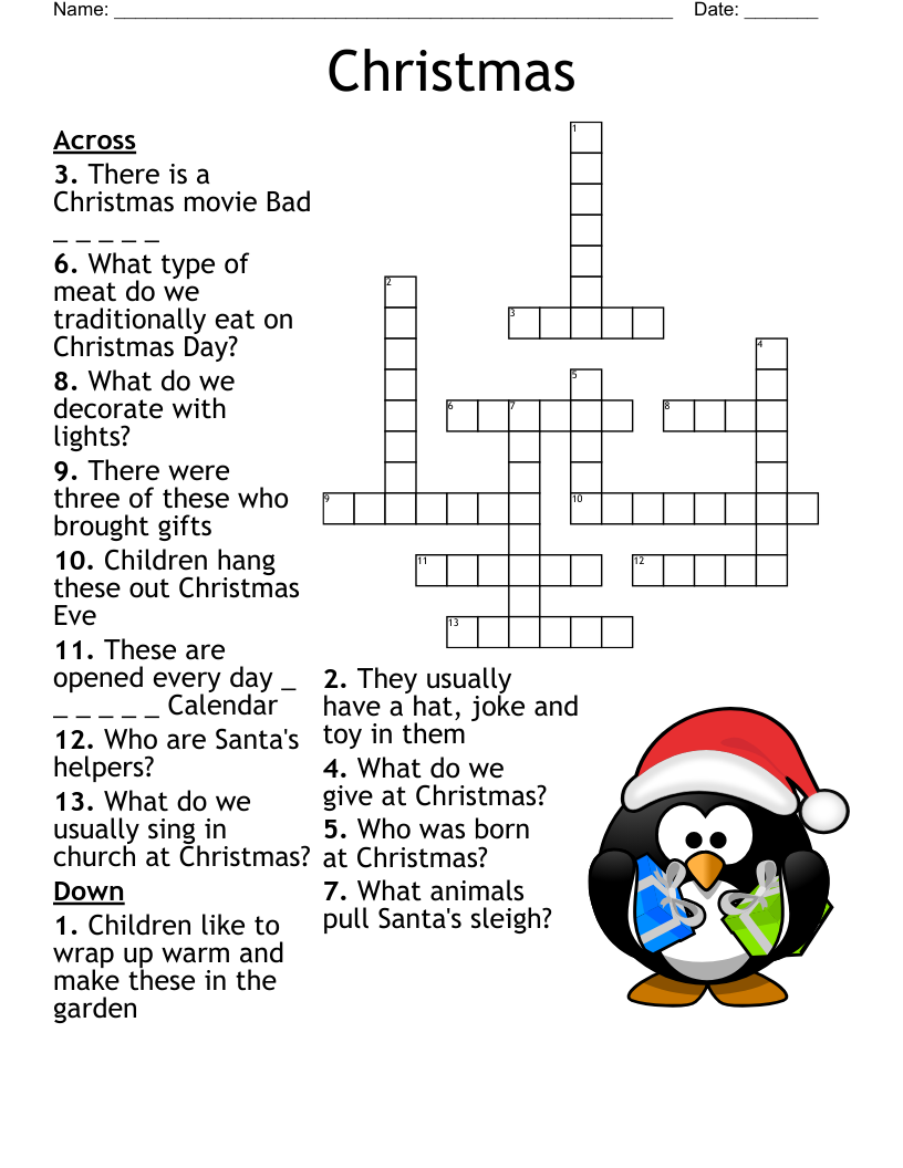 Christmas Crossword hard WordMint