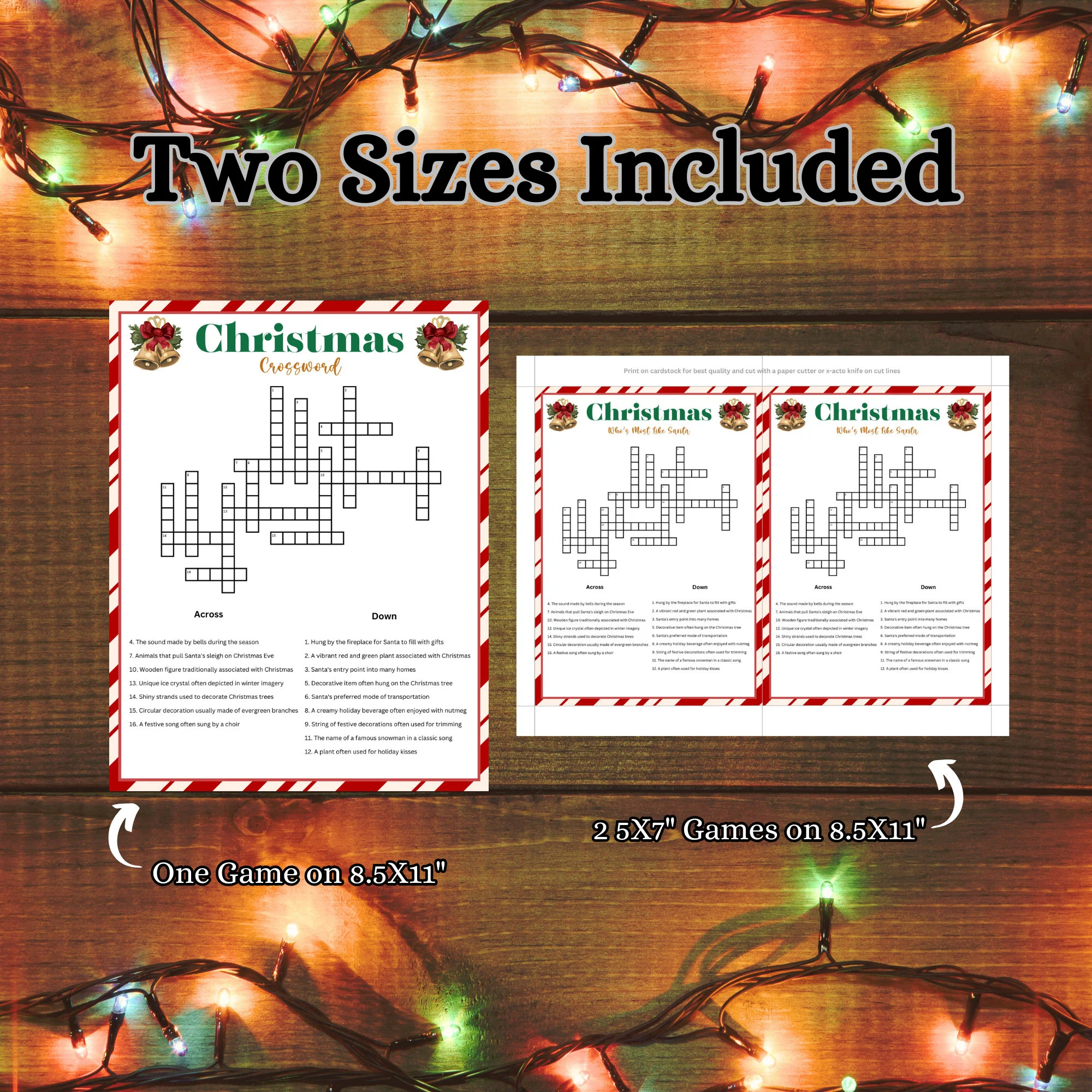 christmas crossword puzzle christmas word game christmas party printable christmas game for adults and kids holiday party game etsy