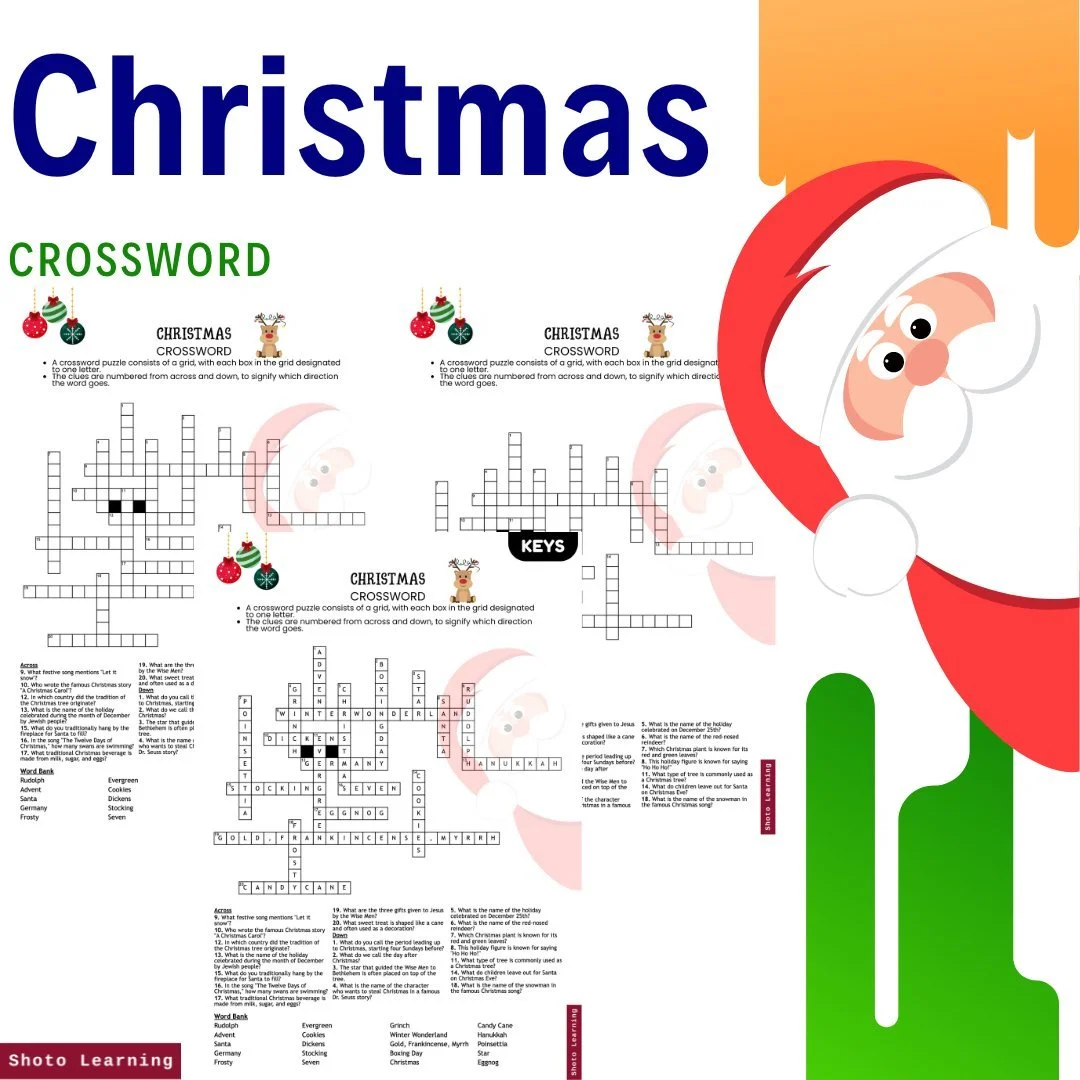 Christmas Crossword Puzzle Pack Fun U0026 Engaging Holiday Activity