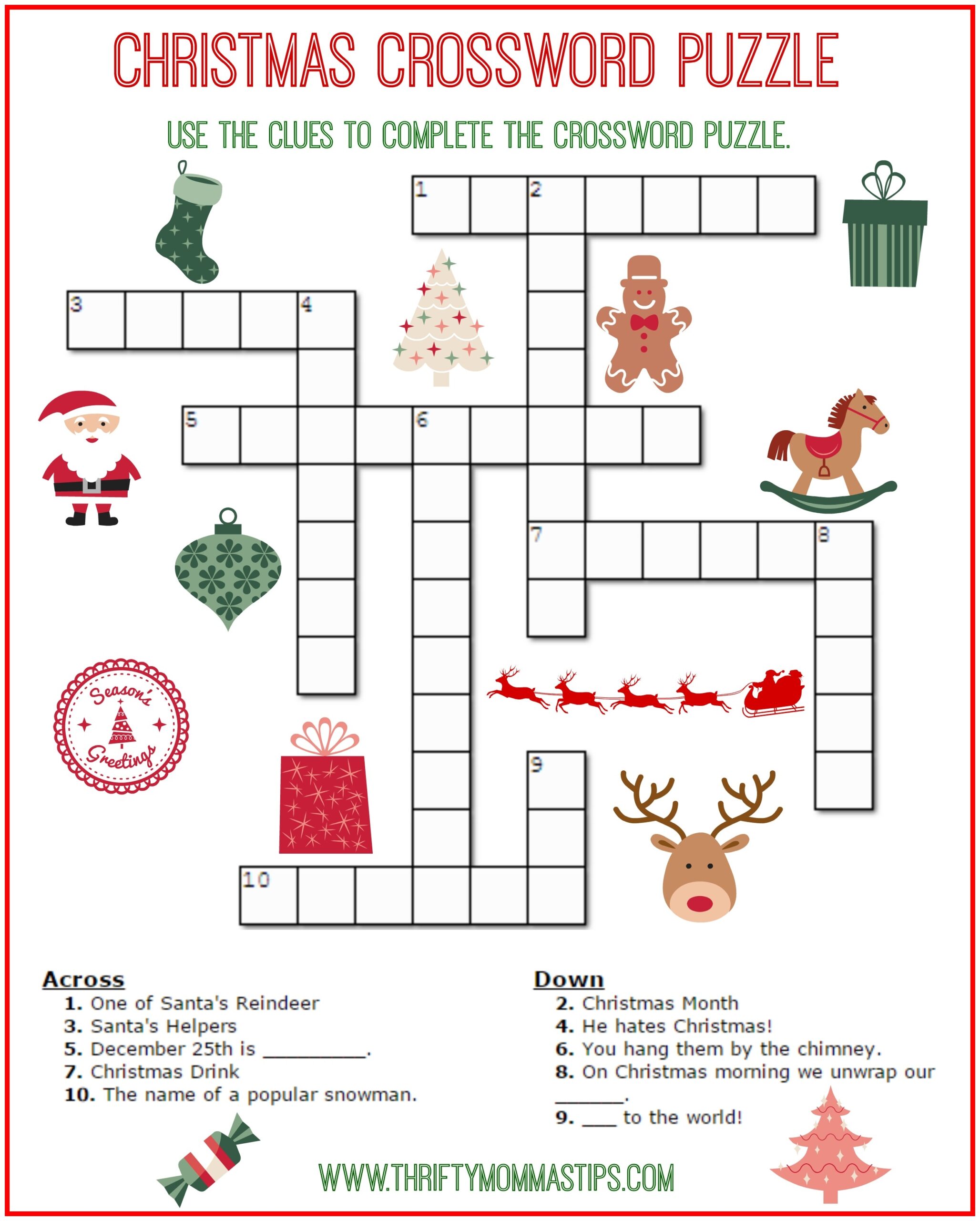 Christmas Crossword Puzzle Printable Thrifty Mommas Tips Worksheets Library Christmas Crossword Puzzle Printable Thrifty Mommas Tips Worksheets Library