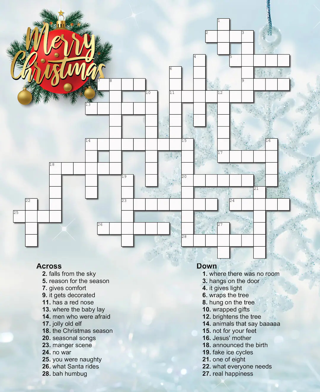 Christmas Crossword Puzzle