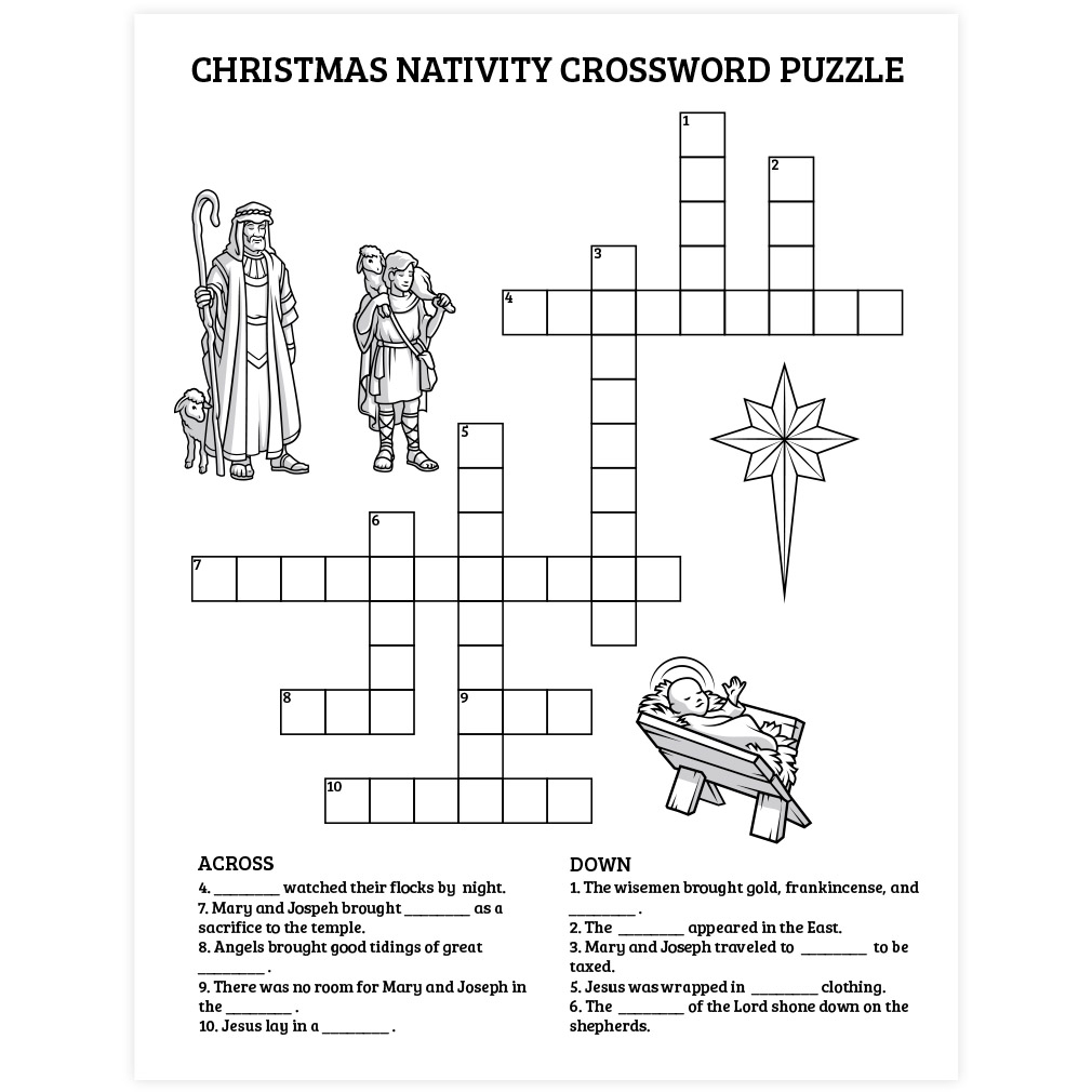 christmas nativity crossword puzzle printable