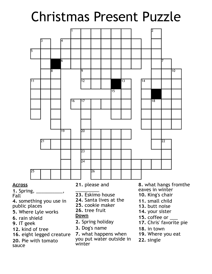 Adult Christmas Crossword Printable