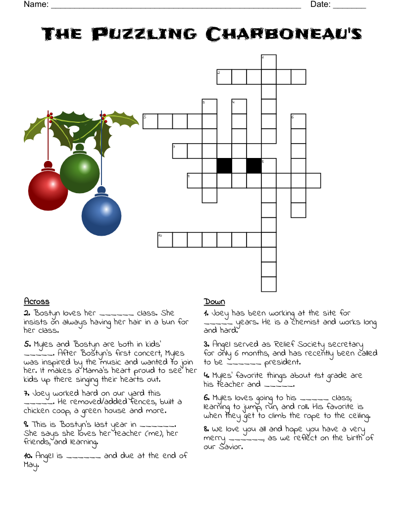 Christmas Song Lyric Crossword WordMint