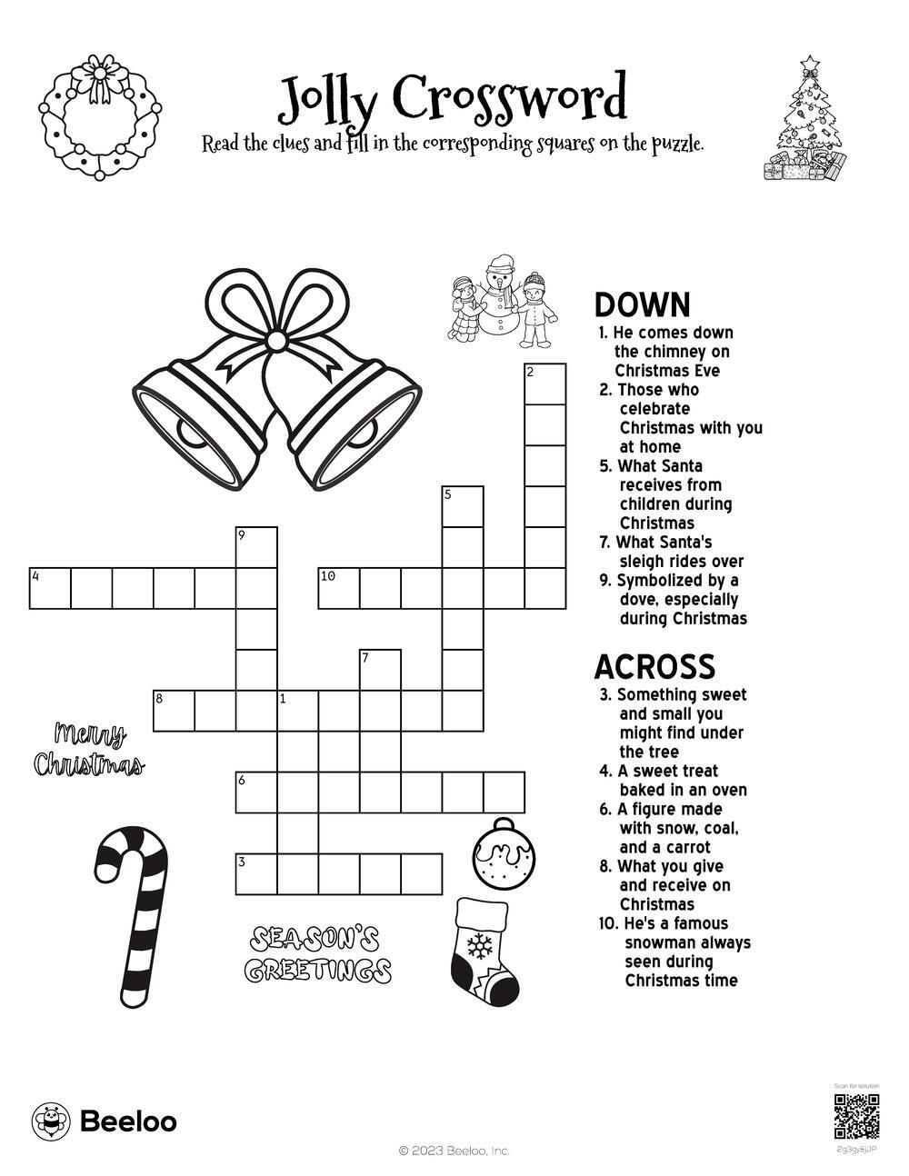 Printable Crossword Puzzles Christmas Theme