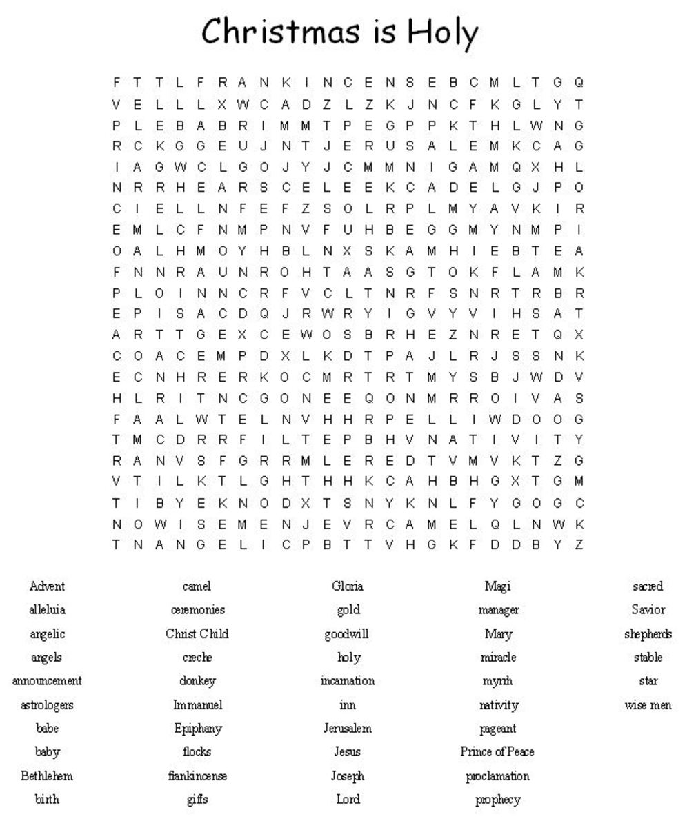 Printable Christmas Crosswords for Kids with Word Choices