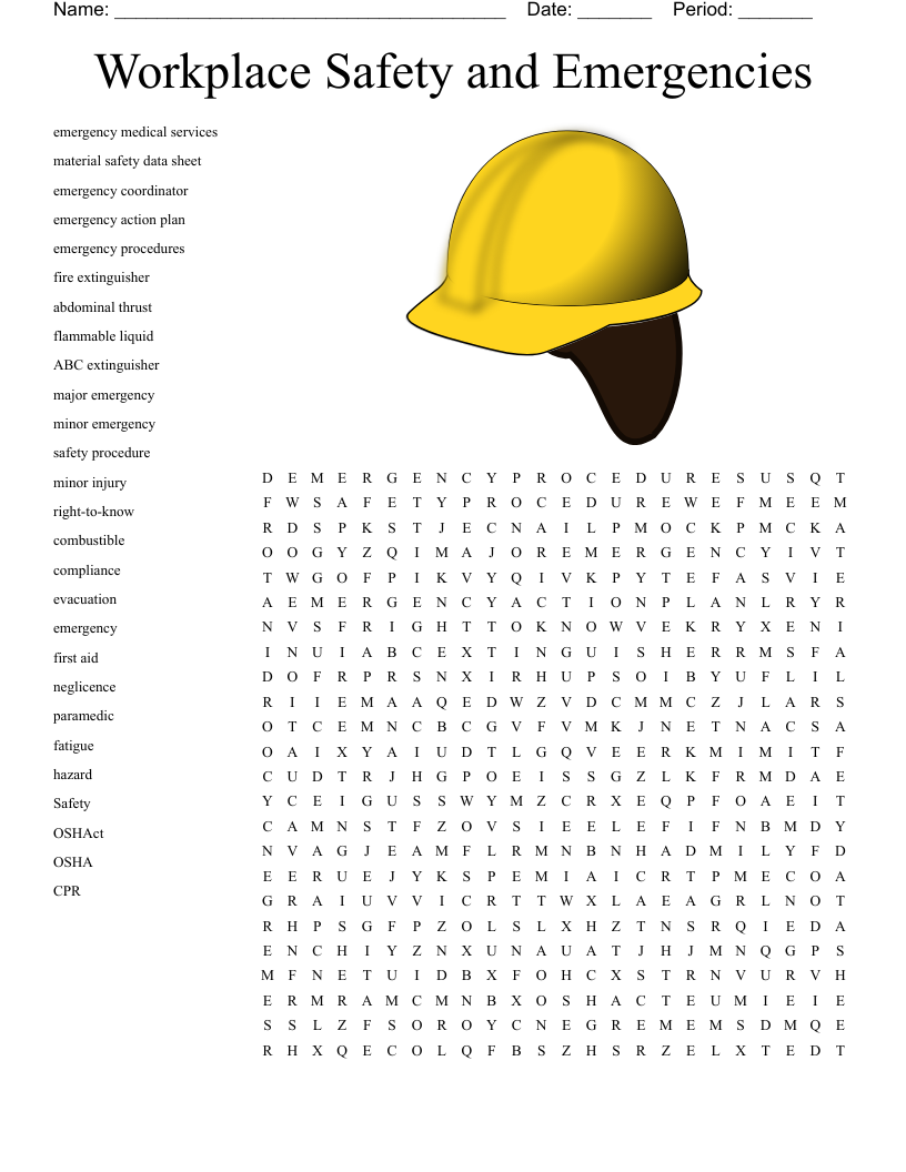 Construction Safety Word Search WordMint