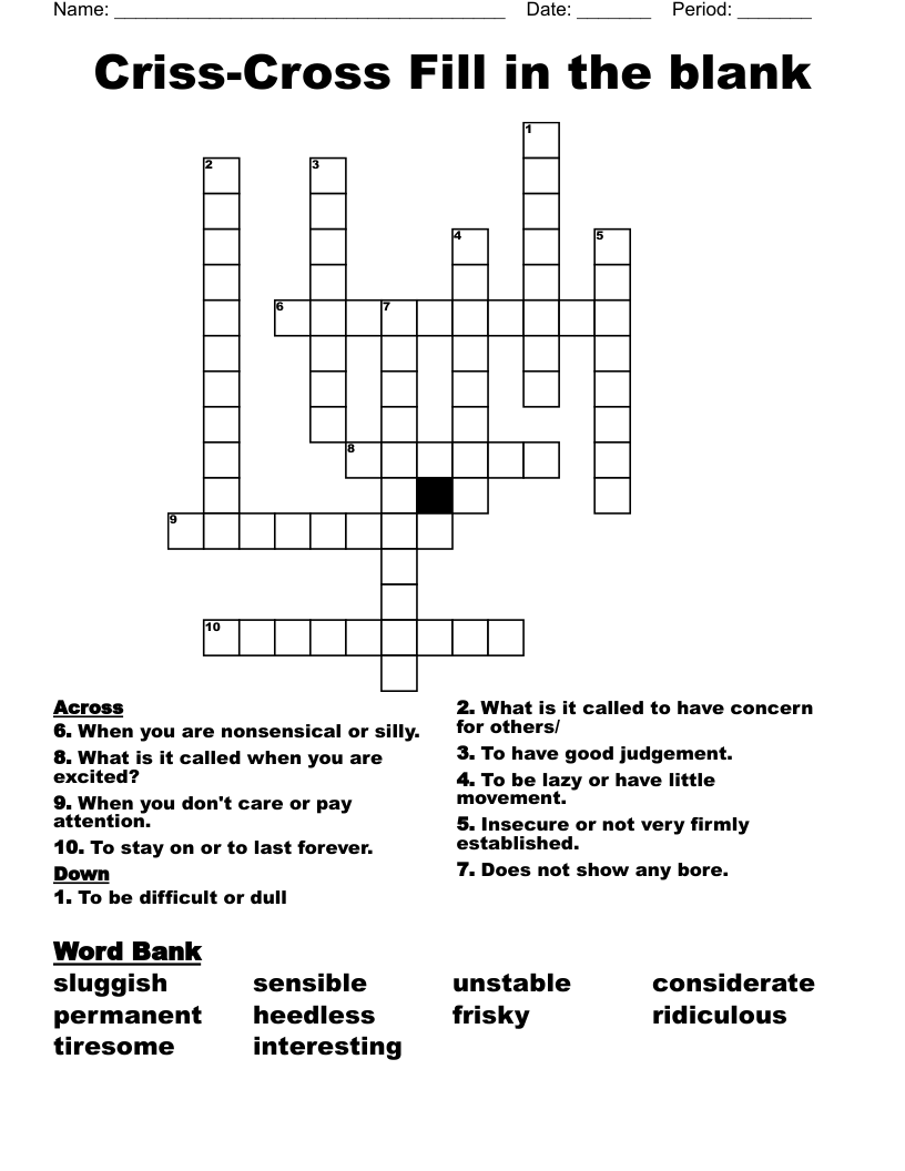Free Printable Blank Crossword Puzzles